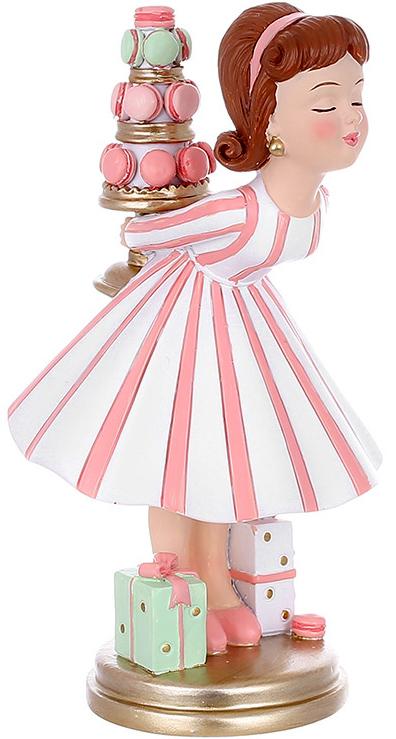 Декоративная фигурка Девочка с Макарунами 9х15 см Розовый с белым