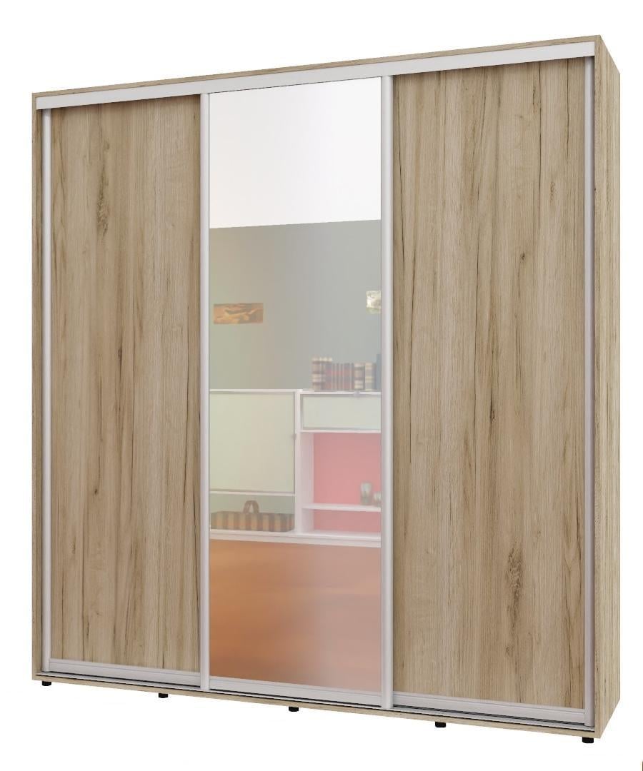 Шкаф-купе трехдверный Алекса ШК-05 ДСП/зеркало/ДСП 220x55x230 см Дуб крафт серый