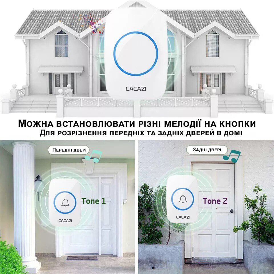 Дверной звонок беспроводной на входную дверь Cacazi A10 Белый - фото 5