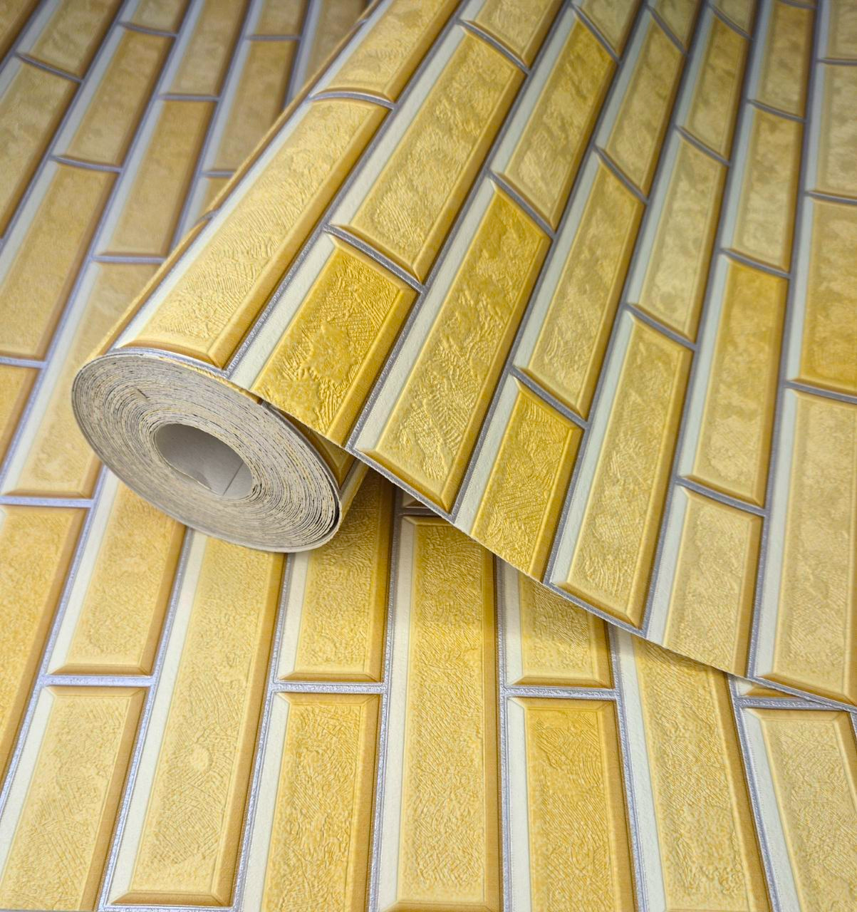 Шпалери вінілові 5753-08 цегла для кухні/коридору/дитячої/вітальні під цеглу 10,05x0,53 м Жовтий (2571861116)