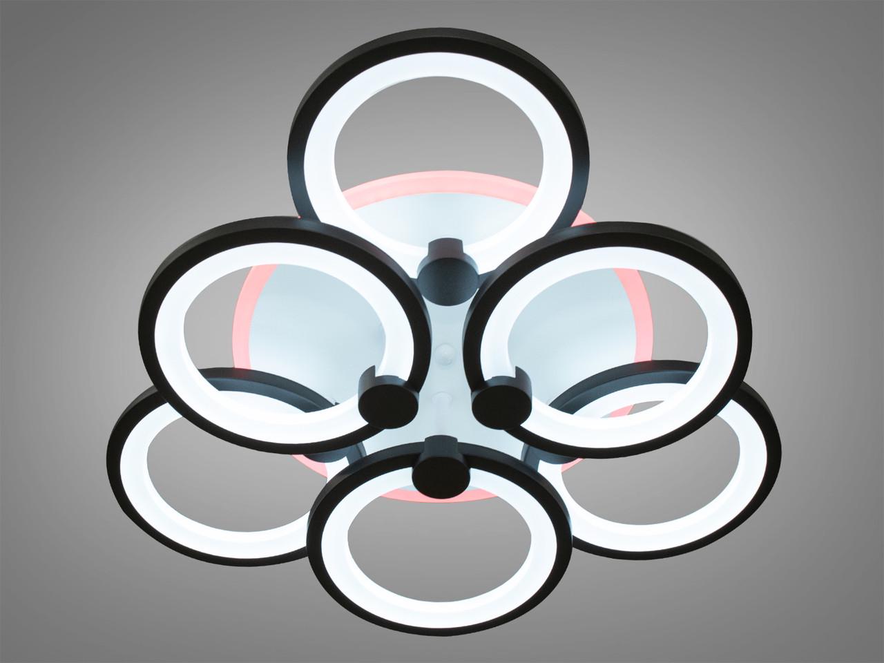 Люстра LED для залу з LED підсвічуванням 8022-3+3BK-LS 85W на 12 м2 Чорний (1870246550) - фото 1