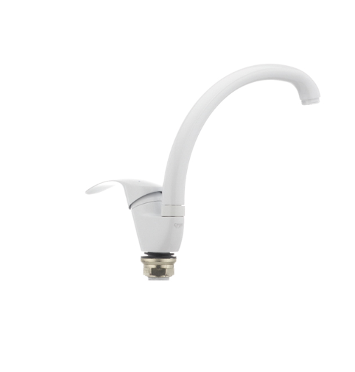Смеситель на кухню Cron MARS-777 высокий однорычажный цинковый сплав Белый (b-CR0787) - фото 3