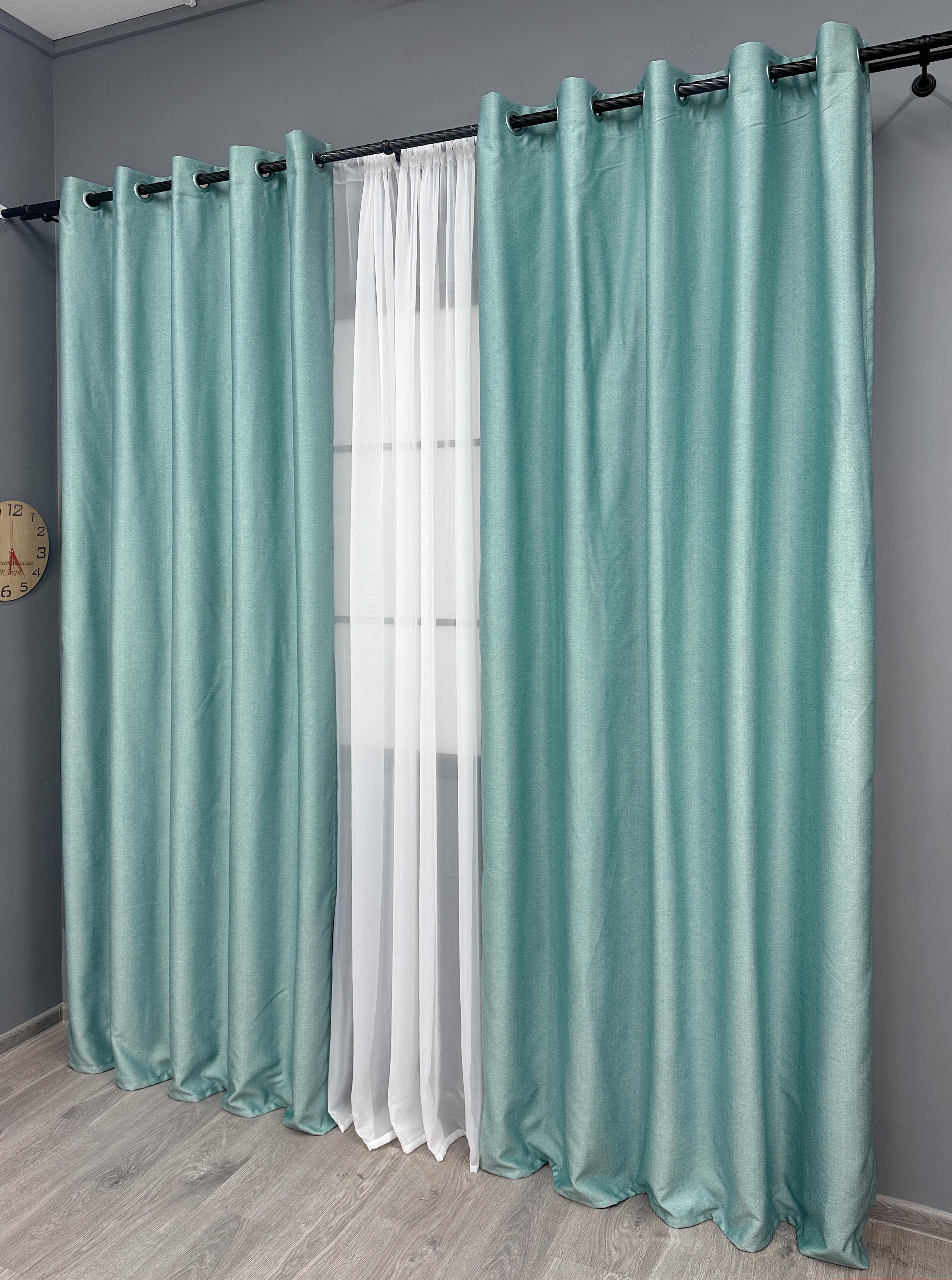 Комплект штор на люверсах VR-Textil Шенил однотонный № 1697ш 150х250 см 2 шт. Светло-бирюзовый (37-0236) - фото 3 Комплект штор на люверсах VR-Textil Шенил однотонный № 1697ш 150х250 см 2 шт. Светло-бирюзовый (37-0236) - фото 3