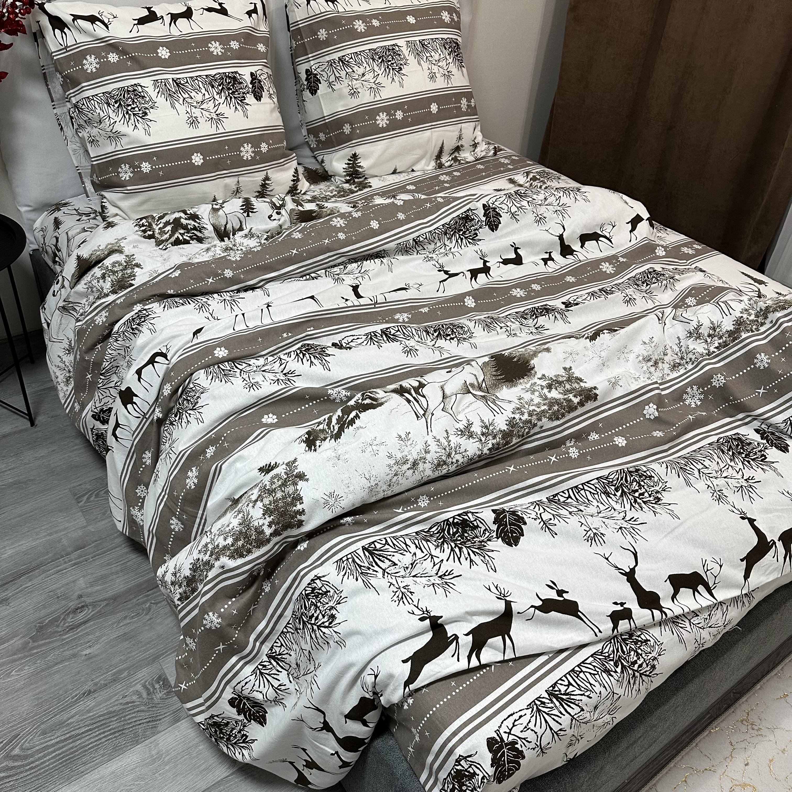 Комплект постільної білизни байкова Зимовий півтораспальний Сірий (байка 1-1) - фото 9 Комплект постільної білизни байкова Зимовий півтораспальний Сірий (байка 1-1) - фото 9