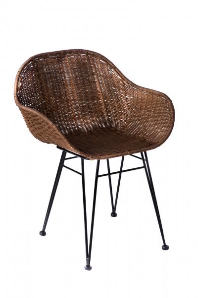 Кресло плетеное из натурального ротанга на металлическом каркасе 2 шт. Коричневый (cr-ok48211) - фото 6