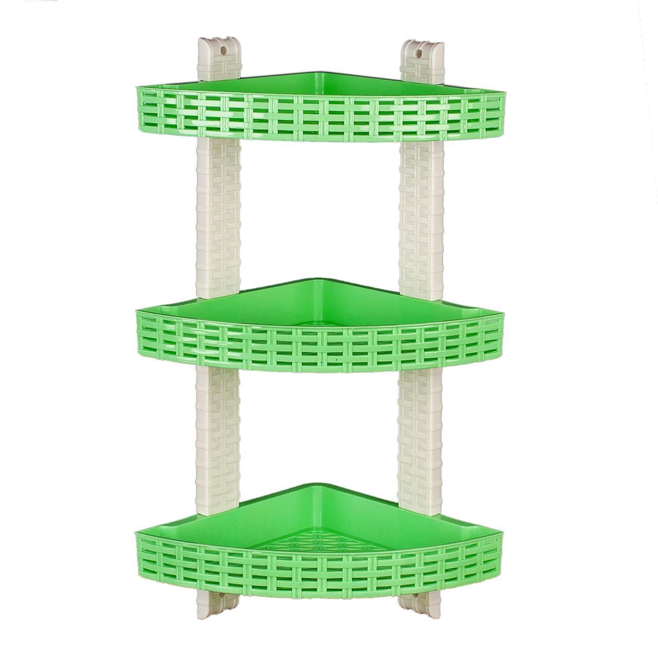 Полка угловая 3-ярусная R-Plastic Ротанг для ванной комнаты (12300/green)