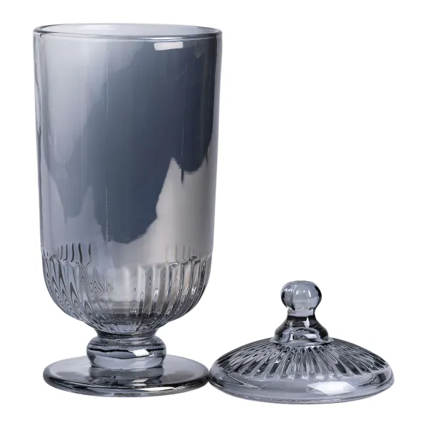 Цукерниця скляна на ніжці з кришкою Сірий (HP-YH-18) - фото 3 Цукерниця скляна на ніжці з кришкою Сірий (HP-YH-18) - фото 3