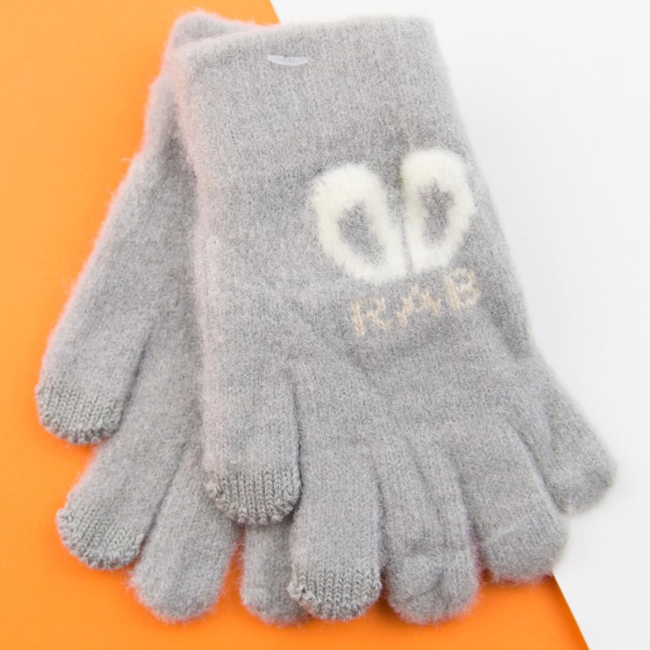 Рукавички щільні для дівчаток із сенсорними пальцями 4 - 6 років Сірий (22-25-30)