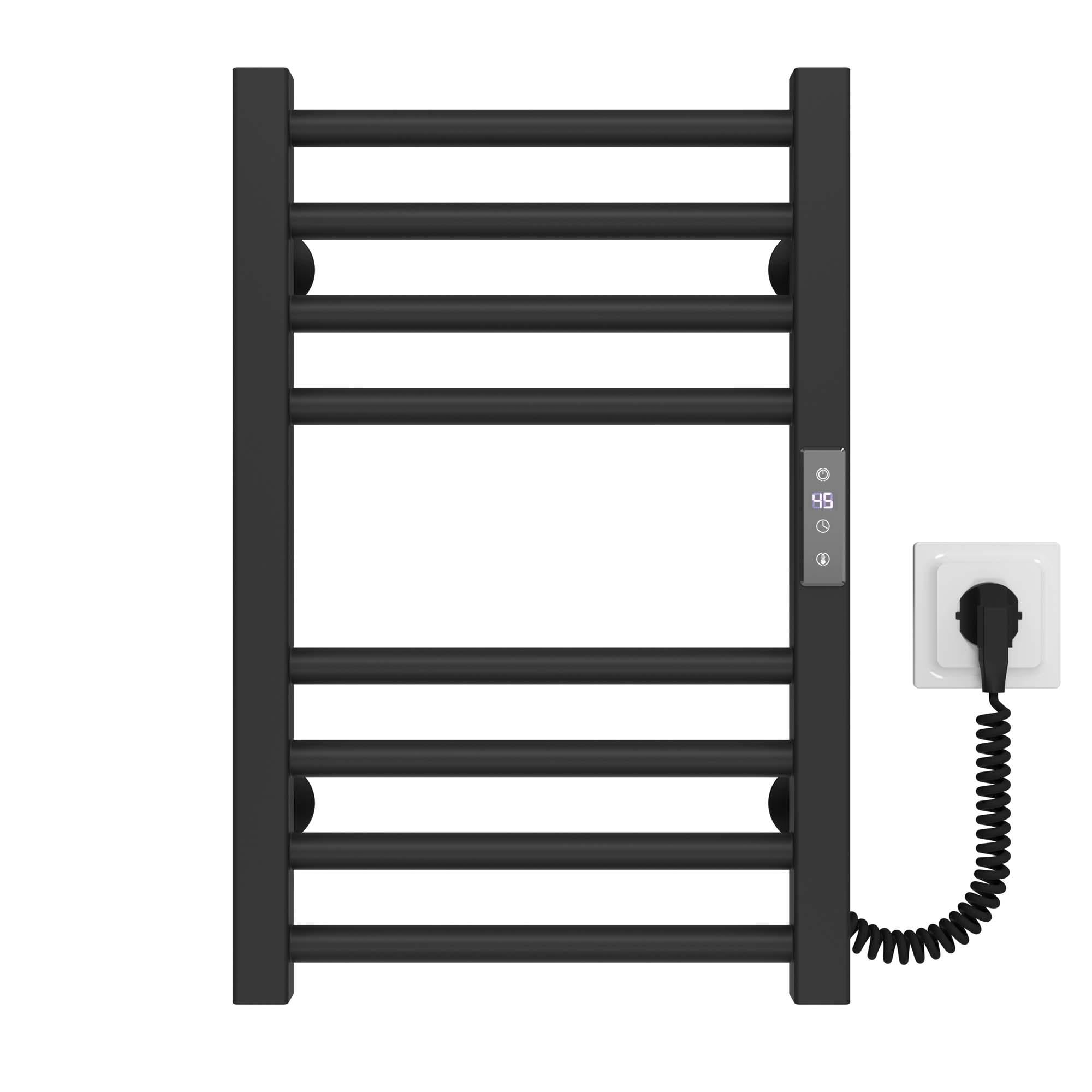 Полотенцесушитель электрический Deffi Lima П8 JD04 правое подключение нержавеющая сталь 400х500 мм Черный (A.LI.50.40.8.EBR2)