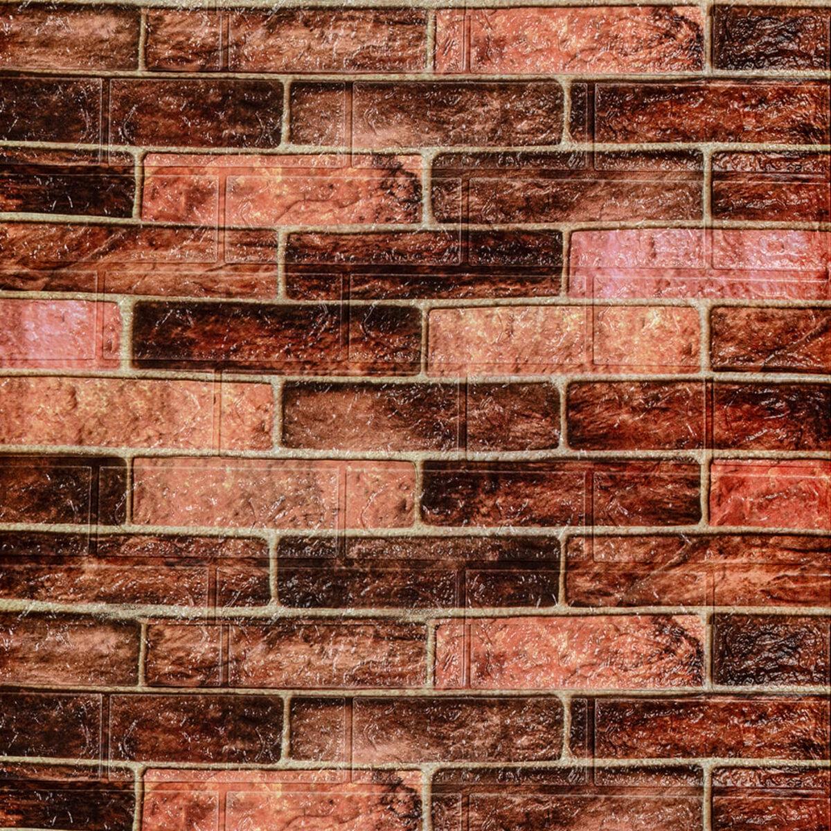 Панель самоклеящаяся 3D под катеринославский кирпич 3080x700x3 мм Коричневый (SW-00001768) - фото 2 Панель самоклеящаяся 3D под катеринославский кирпич 3080x700x3 мм Коричневый (SW-00001768) - фото 2