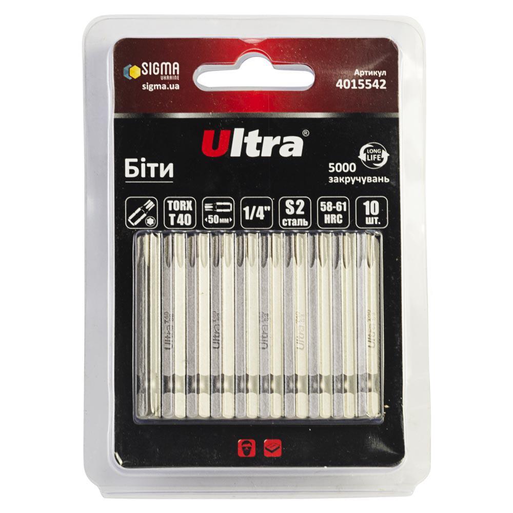 Набор бит Ultra TORX 40x50 мм 1/4" 10 шт. S2 в блистере (4015542)