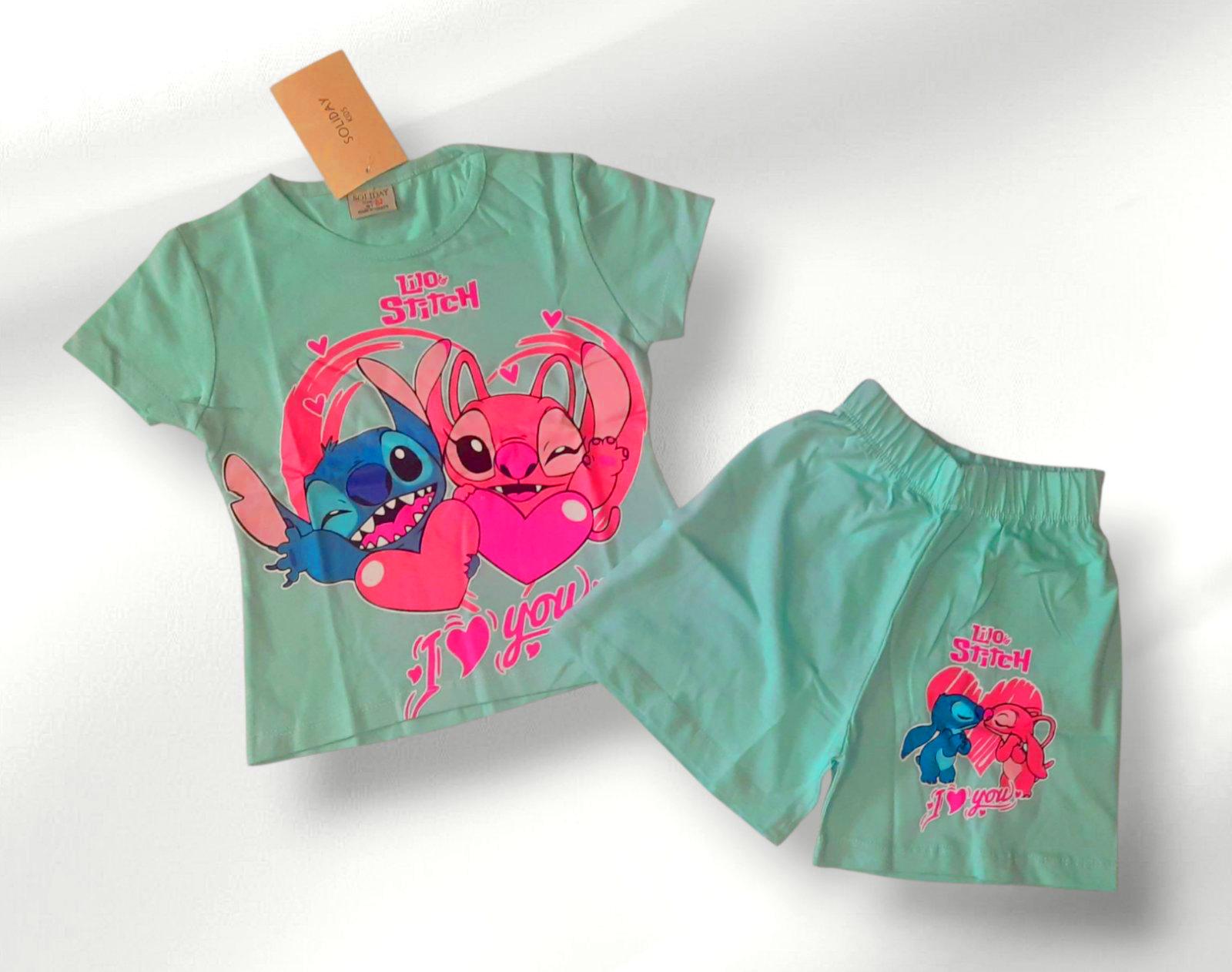 Костюм летний детский Лило и Стич 104-140 см Мятный