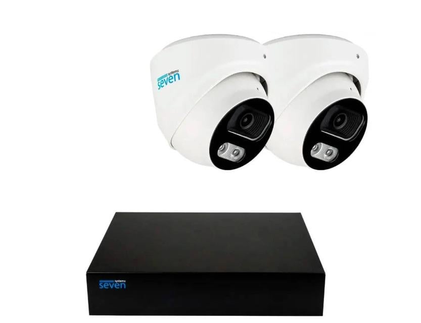 Комплект видеонаблюдения SEVEN IP-7212W2P4-2MP на 2 купольные 2 Мп IP-камеры