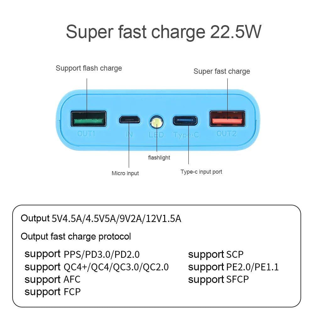 Корпус повербанка 8х18650 22,5W Power Delivery Чорний (ТТ-7) - фото 6