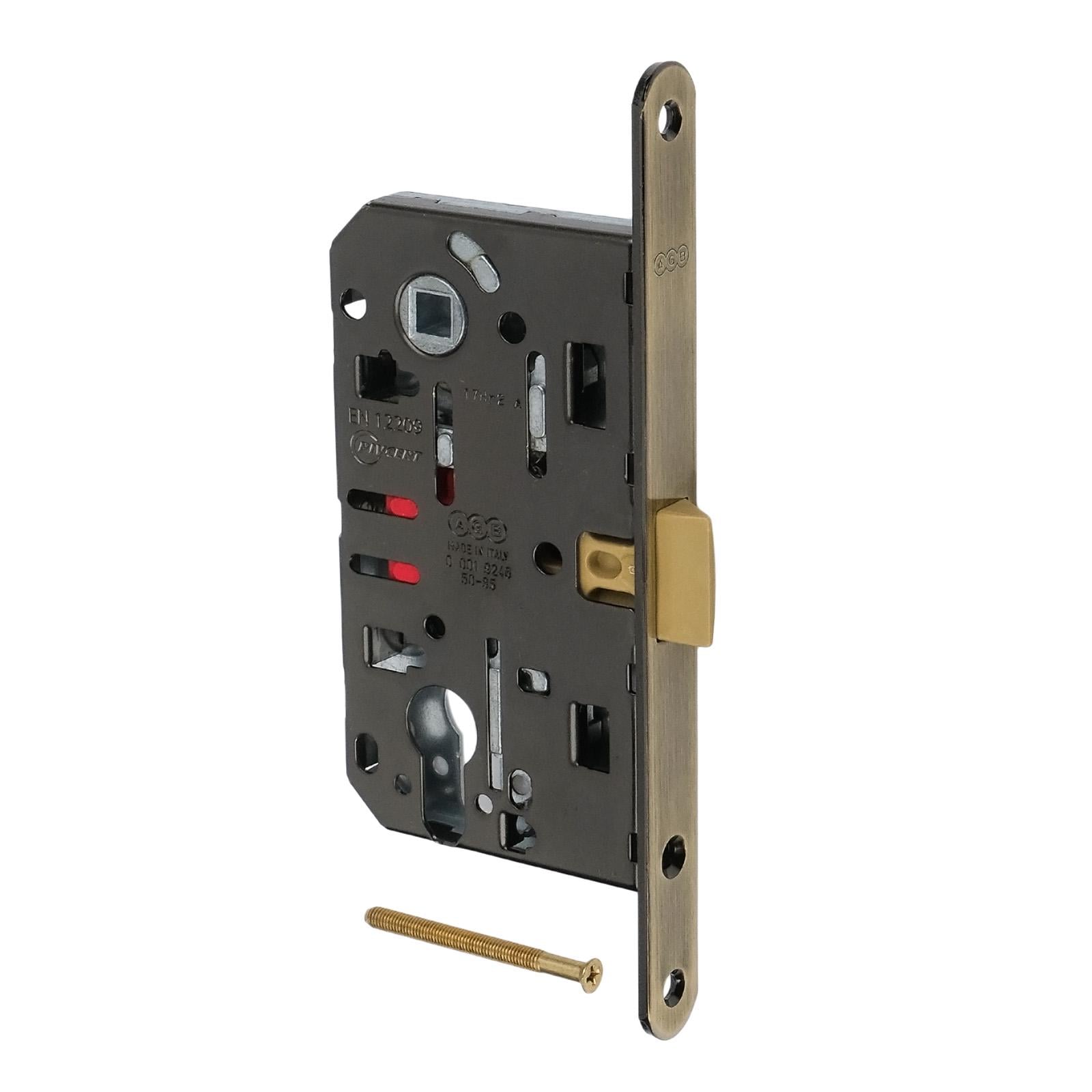 Замок врезной межкомнатный AGB Mediana Evolution PZ 85/50 мм Бронза античная (B01103.50.12)