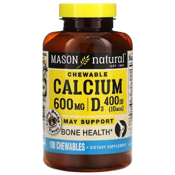 Микроэлемент кальций Mason Natural Calcium 600 мг Plus Vitamin D3 100 Chewables Cafe Mocha (000021422)
