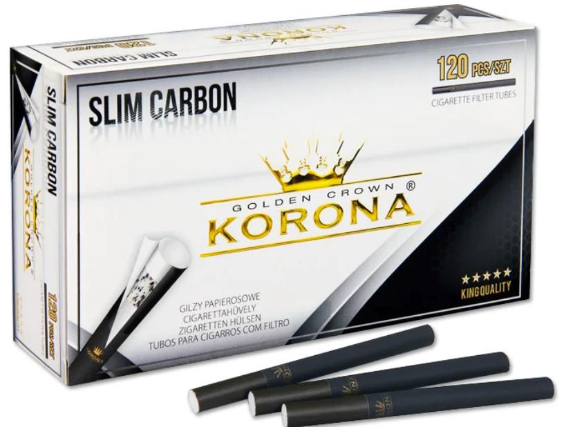 Ящик гильз для набивки сигарет Korona Slim Carbon 100 блоков по 120 шт.