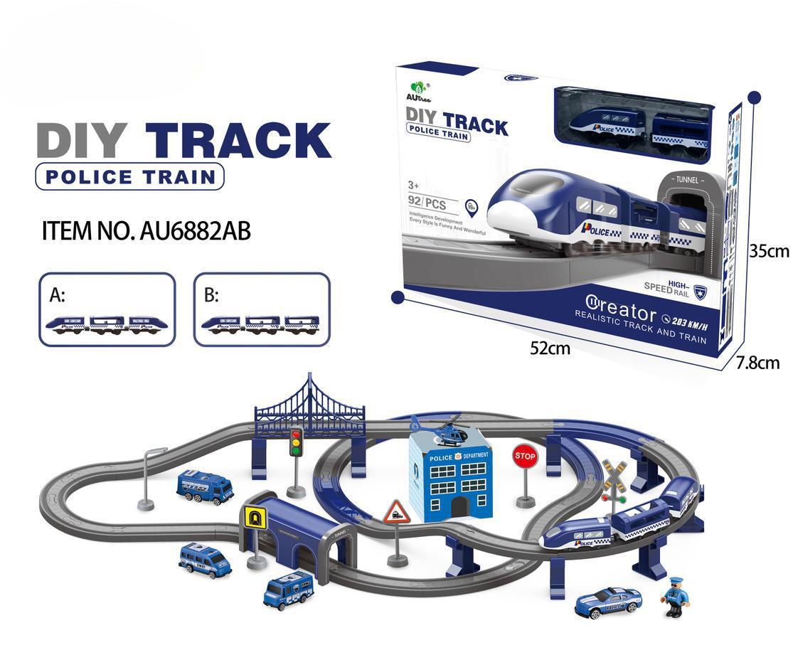 Залізниця з електропоїздом DIY Track Train Поліцейський поїзд 92 деталі Синій - фото 2 Залізниця з електропоїздом DIY Track Train Поліцейський поїзд 92 деталі Синій - фото 2