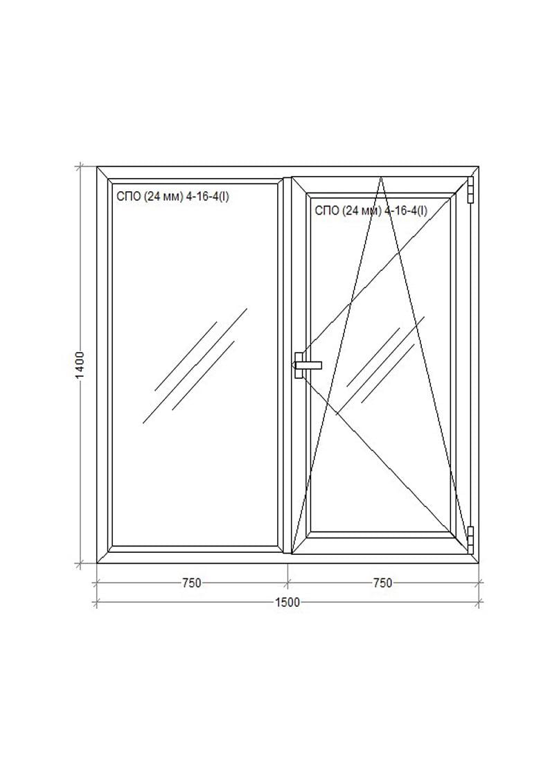 Окно металлопластиковое WDS 5S поворотно-откидное 1500х1400 мм - фото 3