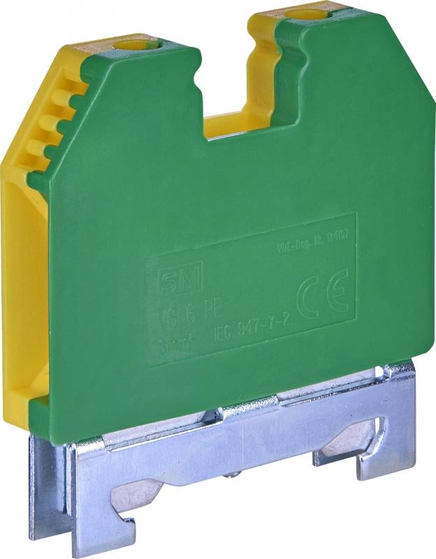 Клема гвинтова набірна ETI VS 6 PE 43А 6 мм2 х 53х9х55 мм заземлення Жовто-зелений (3901497)