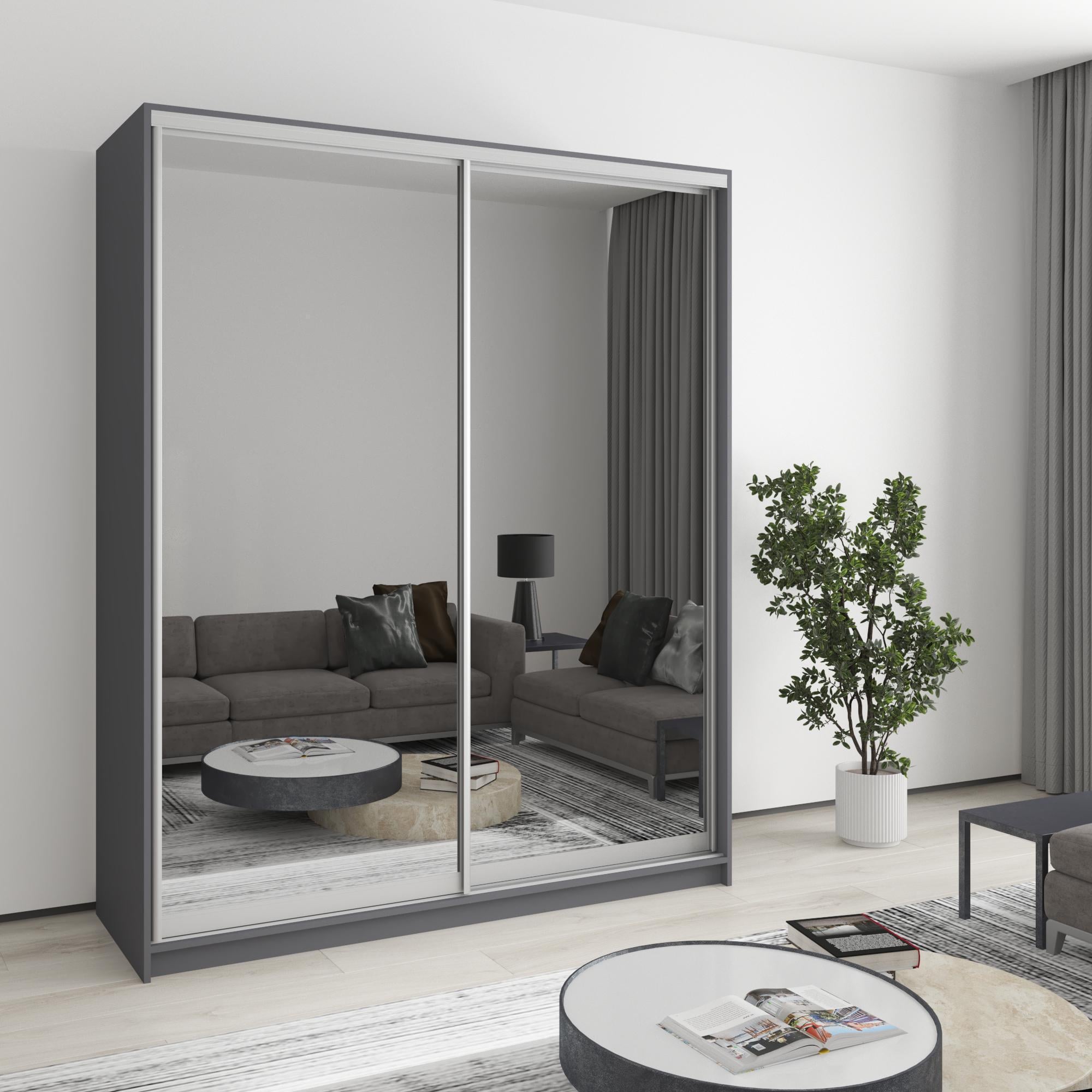 Шкаф-купе двухдверный MebelStar Стандарт AL 2 зеркала 170x45x210 см Антрацит (MBS-2475)