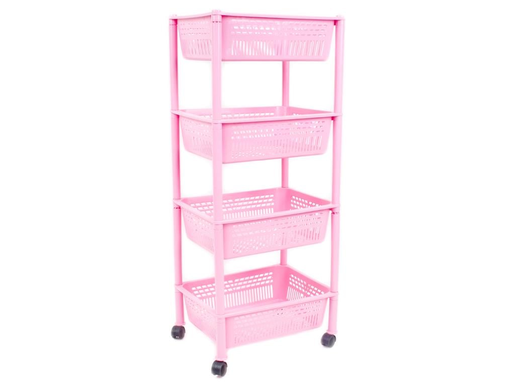 Полиця для підлоги 4-ярусна Рожевий (MCS-11355-3)