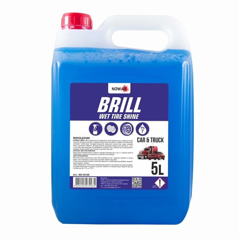 Полироль для шин Nowax Brill Wet Tire Shine концентрат 5 л (NX05149)