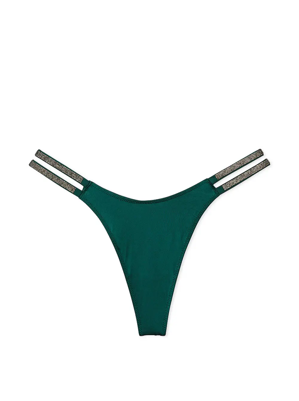 Труси Victoria's Secret Double Shine Strap Thong Panty L Зелений (27923699)