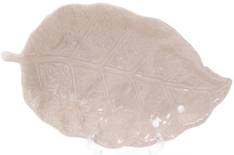 Блюдо фарфоровое лист 21,8х13,3 см Бежевый