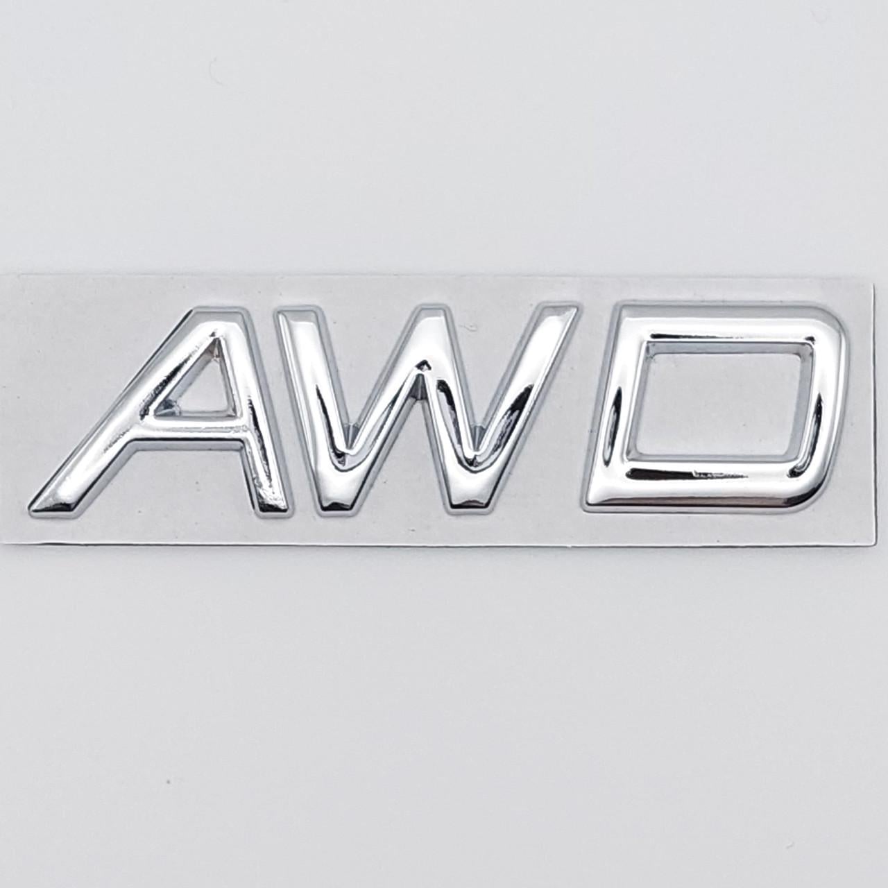 Эмблема надпись AWD Volvo металл 8х2 см Хром глянцевый (1726174222)