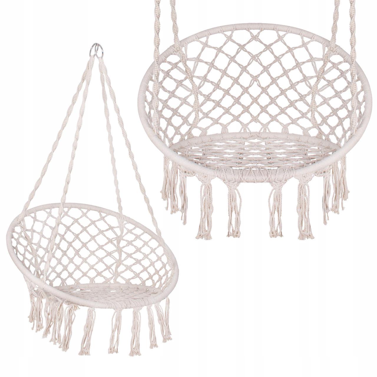 Крісло-гойдалка підвісне Springos SPR0020 79x80 см плетене для дому та саду до 150 Biege - фото 3 Крісло-гойдалка підвісне Springos SPR0020 79x80 см плетене для дому та саду до 150 Biege - фото 3