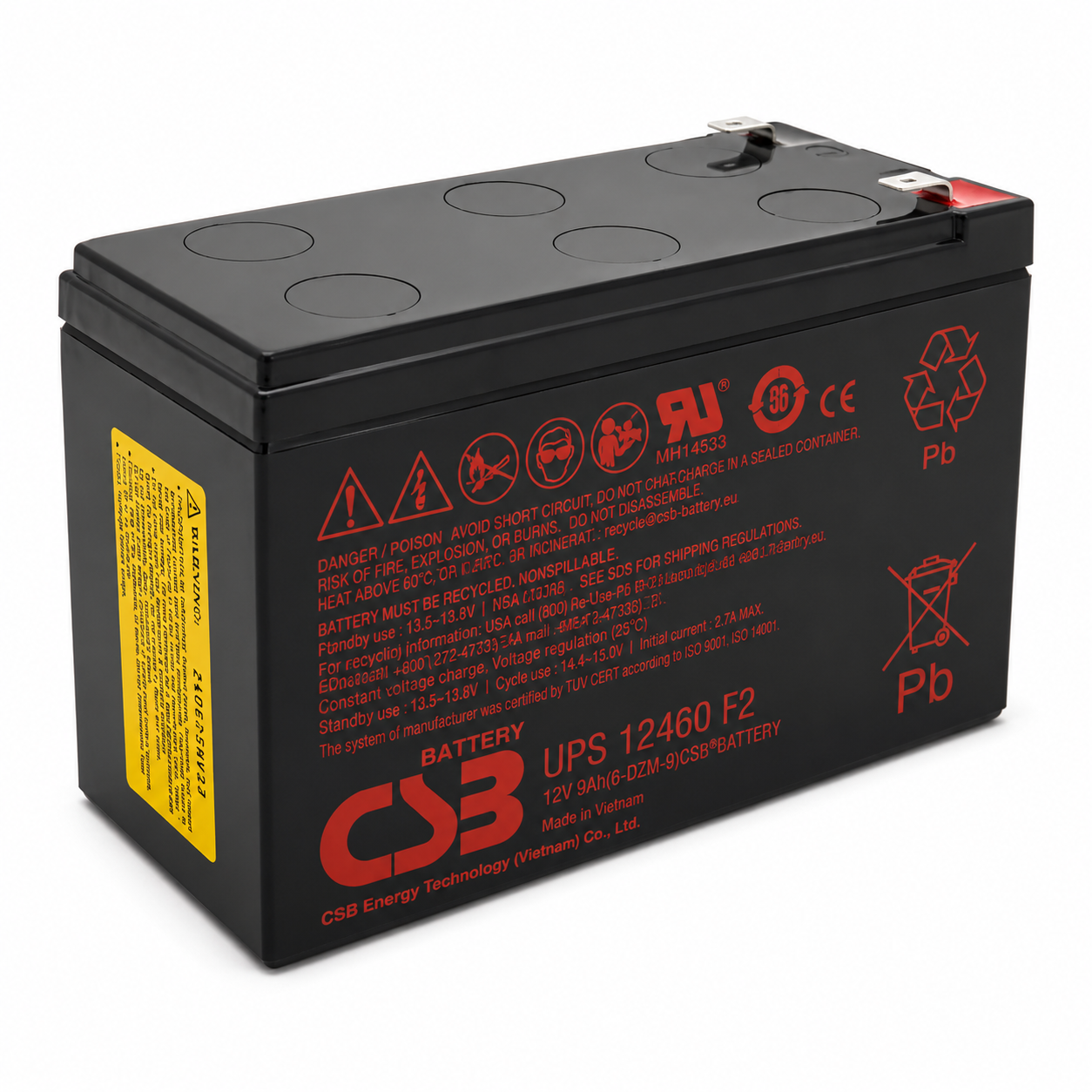 Аккумуляторная батарея CSB UPS12460F2 AGM 12V 9 Ah F2 Черный (35575262)