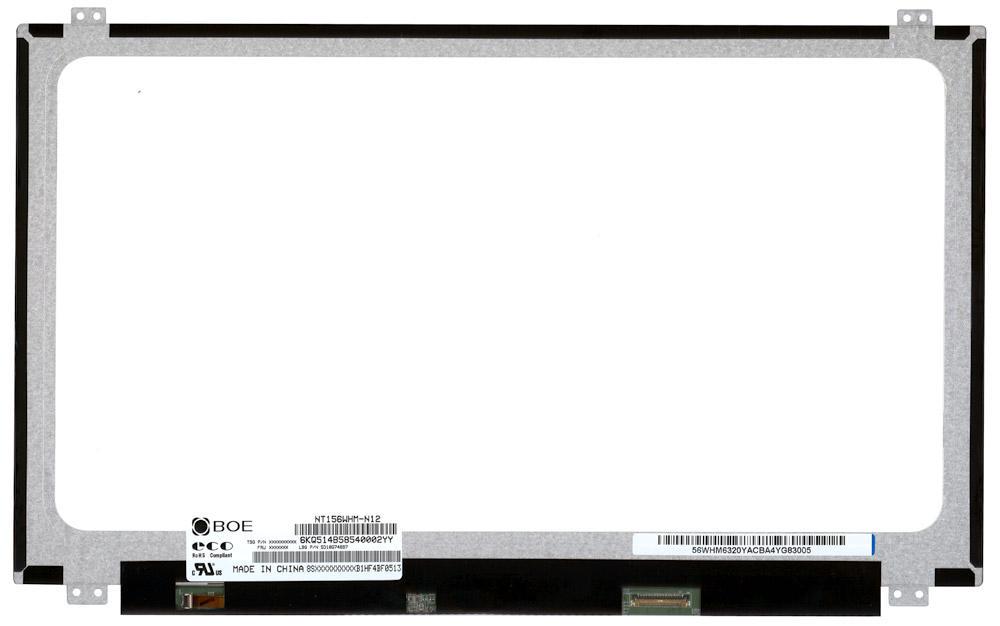 Матрица для ноутбука 15,6" Slim 30 pin eDP справа 1366x768 LED крепления сверху глянцевая BOE-Hydis NT156WHM-N12