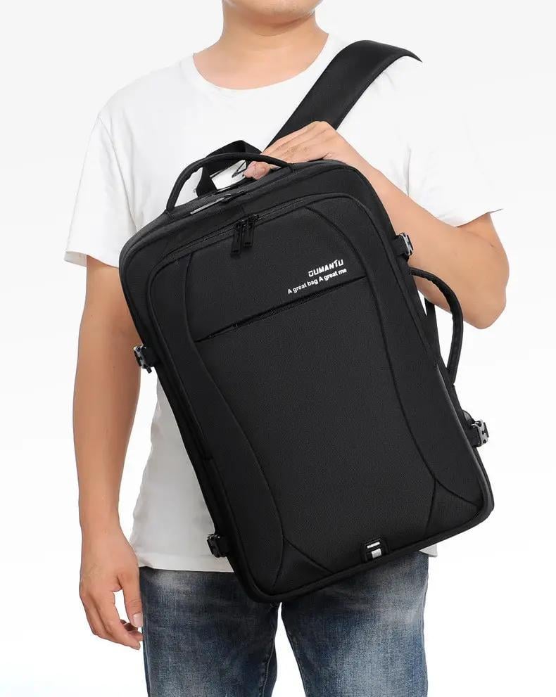 Рюкзак-сумка трансформер Dumantu 2101 для ноутбука 15,6" протиударний Чорний (IBN042B ) - фото 10