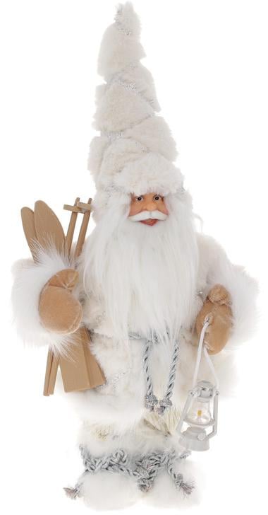 Фигура новогодняя Санта Клаус с лыжами и фонарем 30 см Белый (BD-NY44-111)