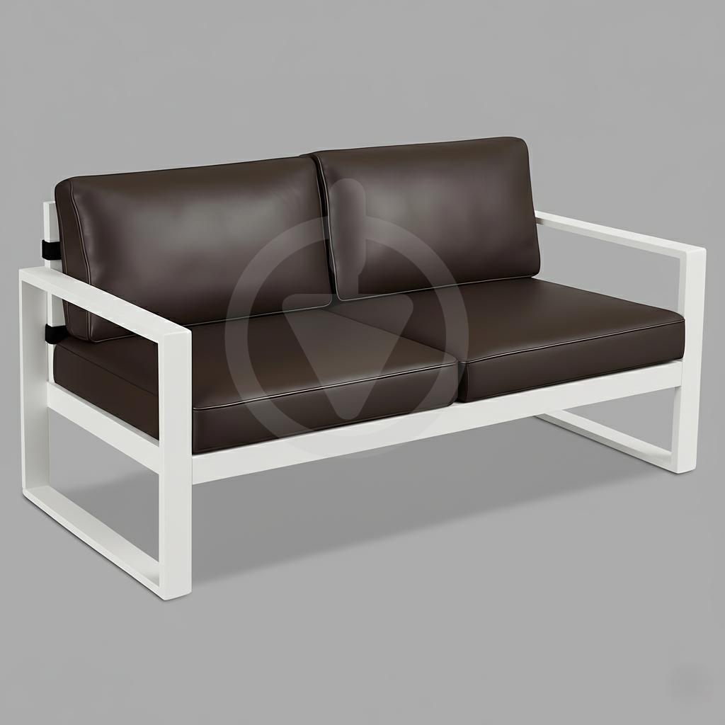 Диван металлический AVVS tech Бостон уличный лофт с подлокотниками экокожа 160 см Коричневый/Белый (30067106)