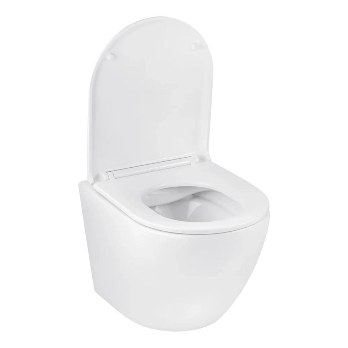 Унитаз подвесной Kroner Harz WHI493736 Rimless безобедочный с сиденьем Slim Duroplast 335х360 мм Белый (KH493736WHIR) - фото 2 Унитаз подвесной Kroner Harz WHI493736 Rimless безобедочный с сиденьем Slim Duroplast 335х360 мм Белый (KH493736WHIR) - фото 2