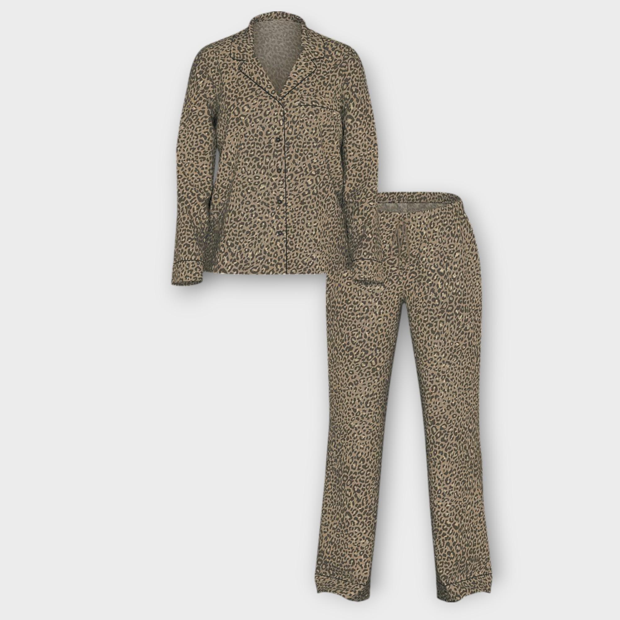 Піжама модал сорочка/штани Victoria's Secret Modal Soft Long Pajama Set XS Regular Леопардовий (32345)