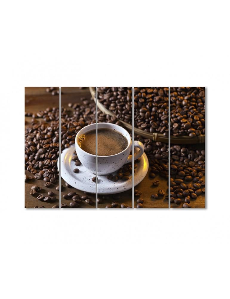 Картина модульная Сначала было кофе 5 модулей 90x135 см