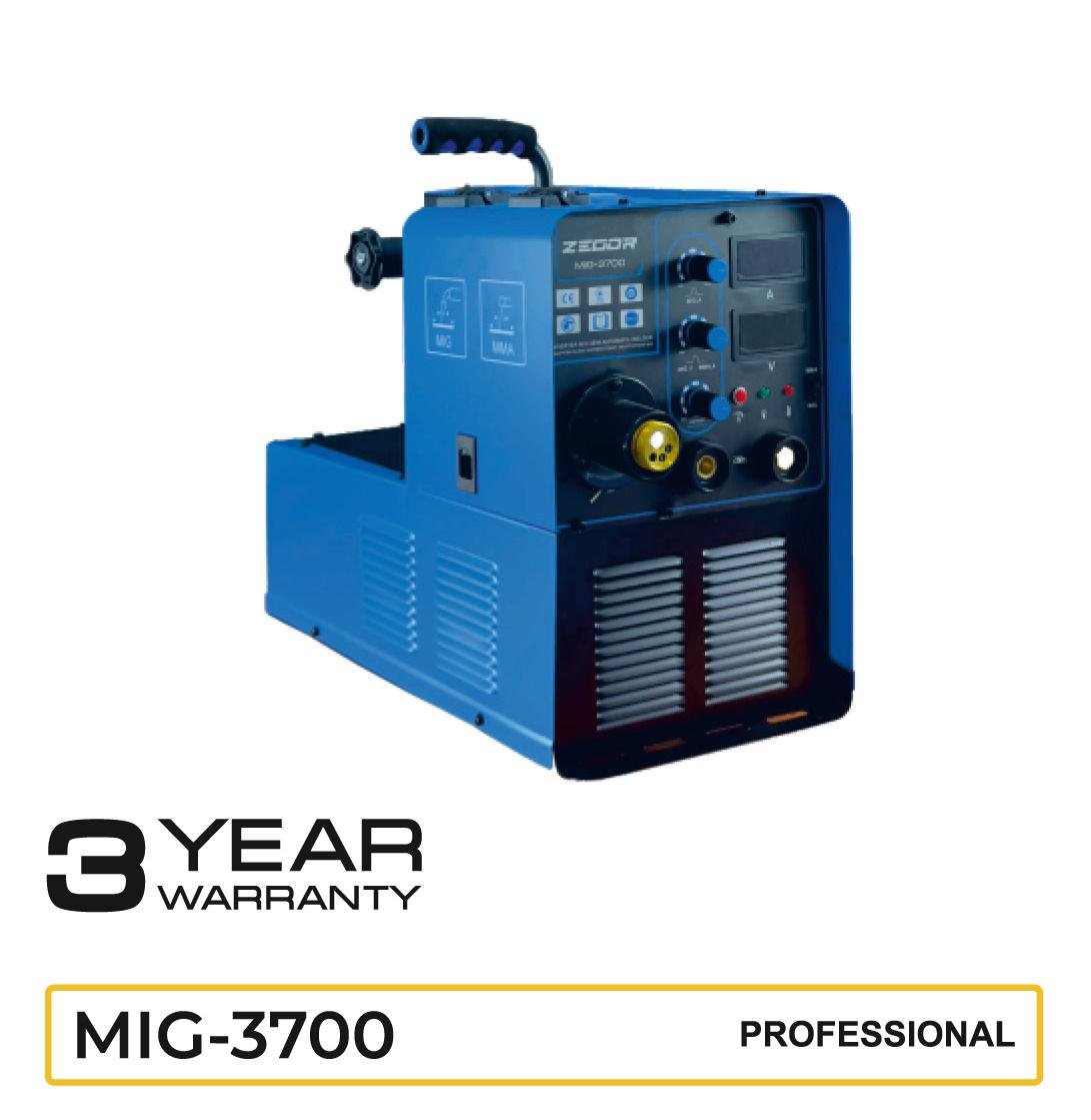 Сварочный аппарат инверторный Zegor MIG-3700/IGBT 9,3 кВА 3в1 MIG TIG MMA (MIG-3700) - фото 4 Сварочный аппарат инверторный Zegor MIG-3700/IGBT 9,3 кВА 3в1 MIG TIG MMA (MIG-3700) - фото 4