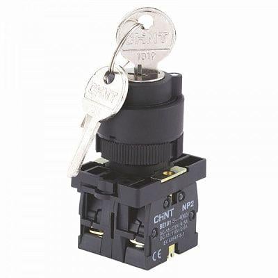 Перемикач I-O CHINT NP2-EG21 1NO 22 мм 2 положення Чорний (574102)