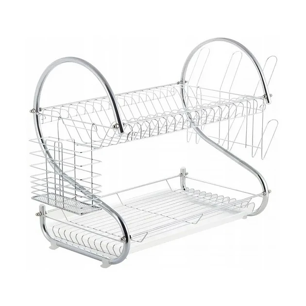 Сушарка для посуду 2-х рівнева Ofenbach хромована сталь 52x24,5x37 см (100405)