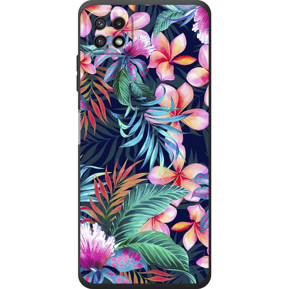 Чехол BoxFace Samsung Galaxy A22 5G (A226) flowers in the tropics Черный силикон (44332-up1971-44335)