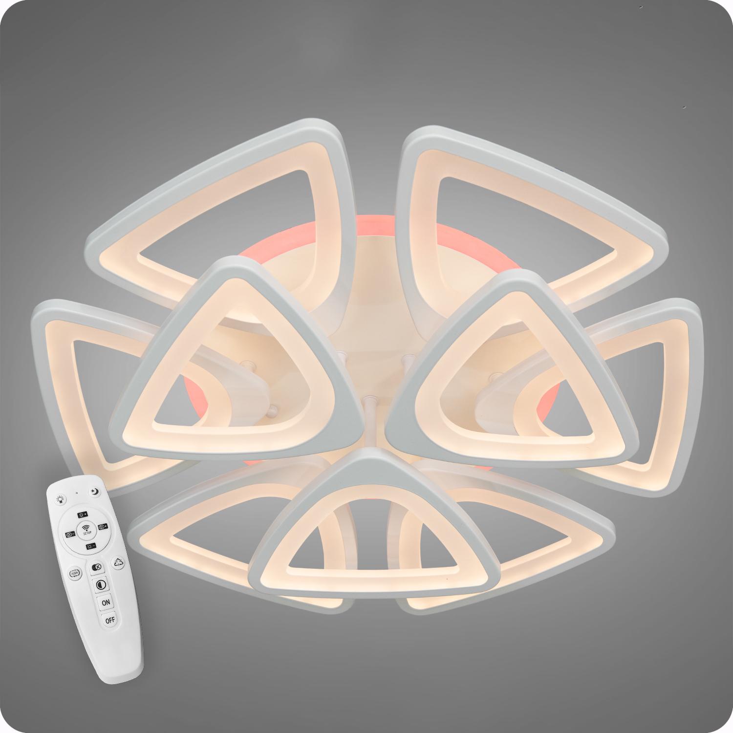 Люстра светодиодная 517 Dlight 3color с пультом 140 Вт Белый (01956)