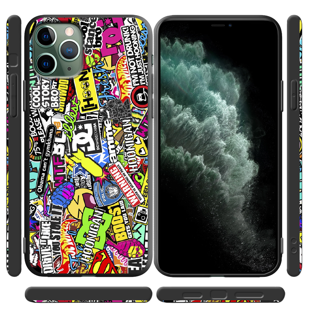 Чохол Boxface iPhone 11 Pro Max Multicolored Inscriptions Чорний силікон (38194-up880-38278) - фото 2