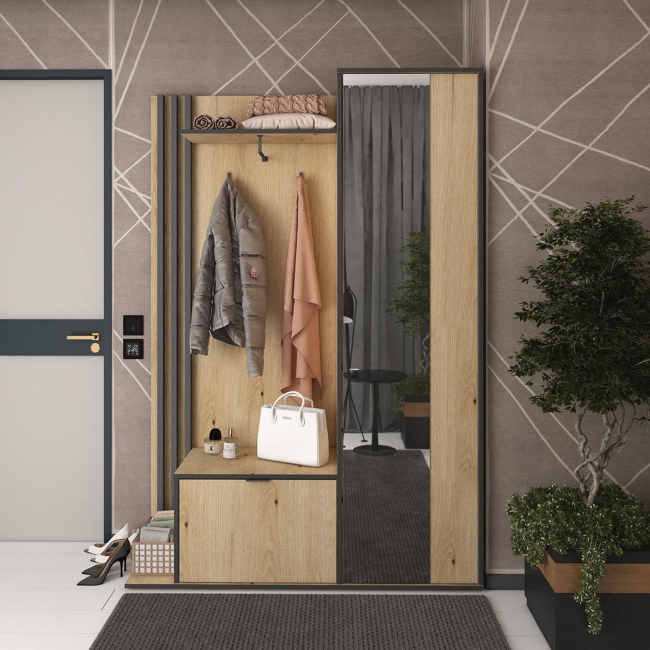 Прихожая с зеркалом Doros Дора М 131х40х192 см Дуб Артизан (DRS-011339)