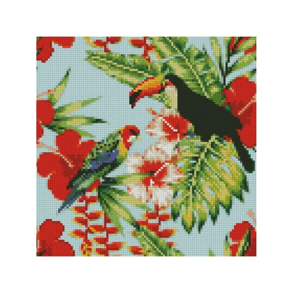 Алмазная мозаика Strateg Птицы в цветах 30х30 (CA-0010)