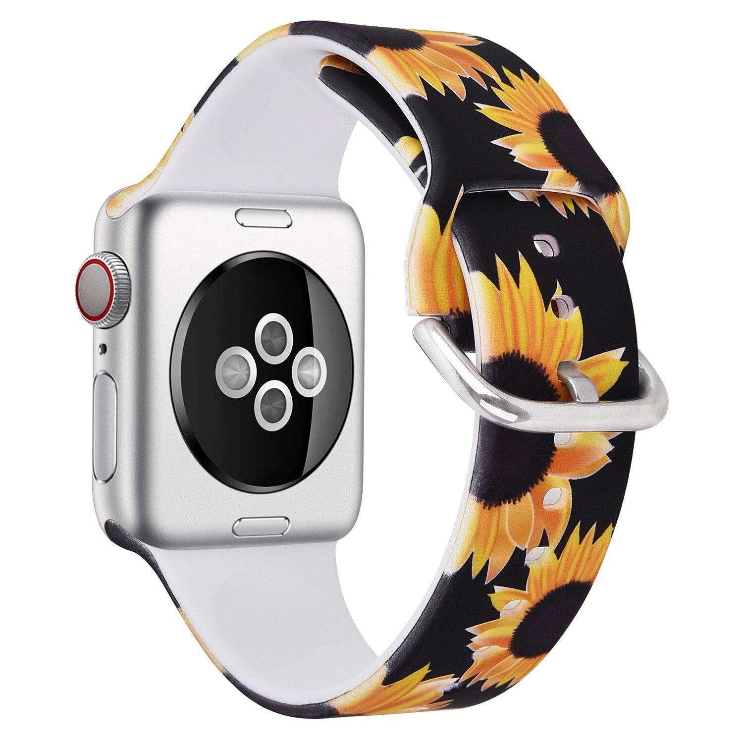 Силиконовый ремешок для Apple Watch Подсолнухи 38-40 мм Черный Силиконовый ремешок для Apple Watch Подсолнухи 38-40 мм Черный