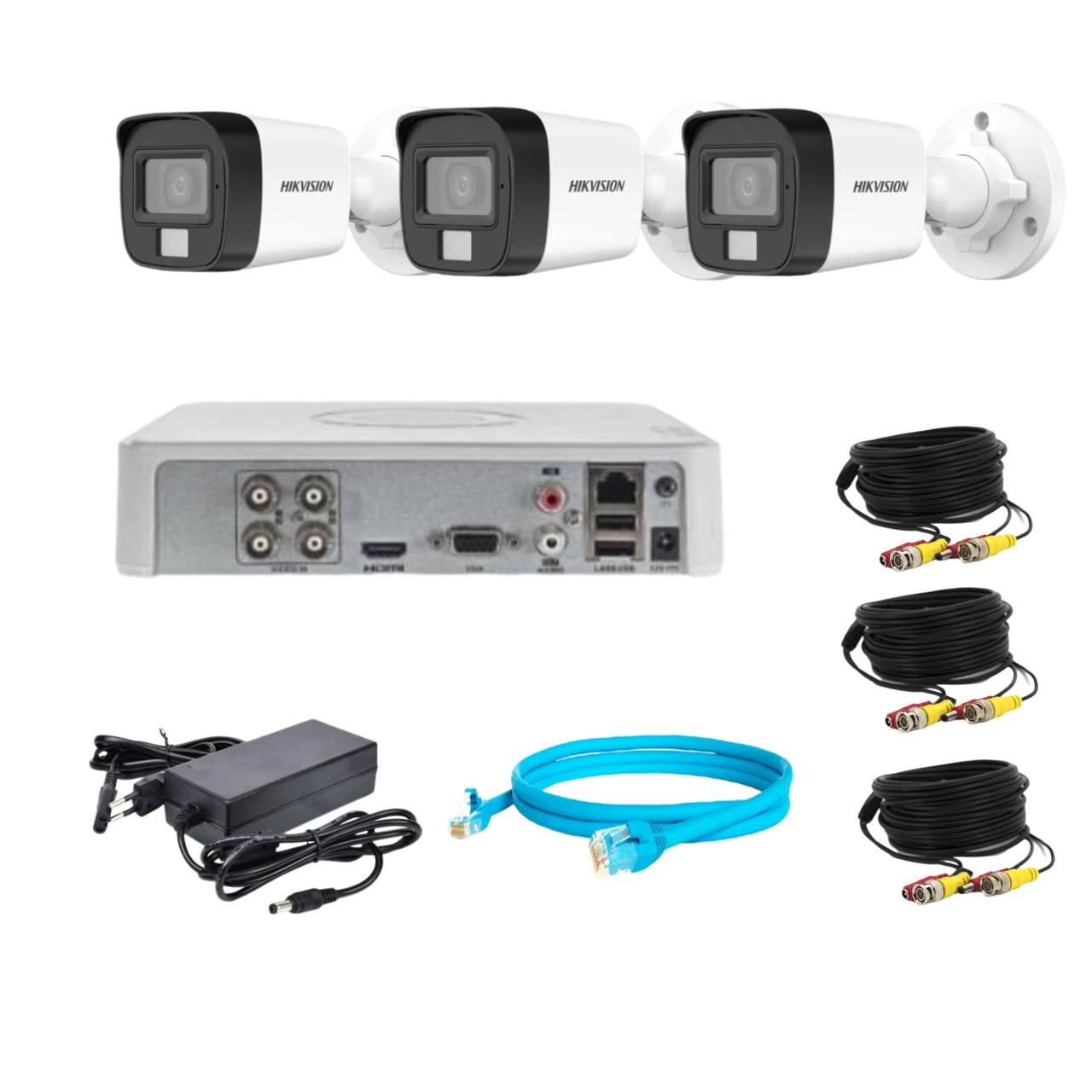 Комплект відеонагляду на 3 камери Hikvision 2Mp-THD-Hybrid-Acusense-DS-2CE16D0T-LFS (24148134)