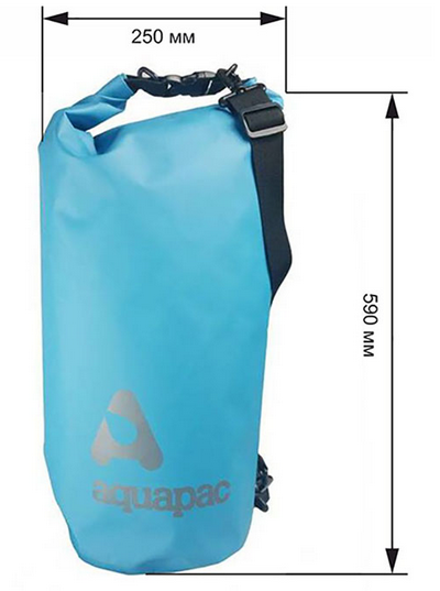 Гермомешок водонепроницаемый AQUAPAC 736 TrailProof Drybag с плечевым ремнем 25 л Blue - фото 7